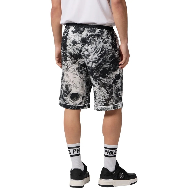 Philipp Plein Shorts Linen Bowling Shorts All-Over Ceramic schwarz(Image 2)