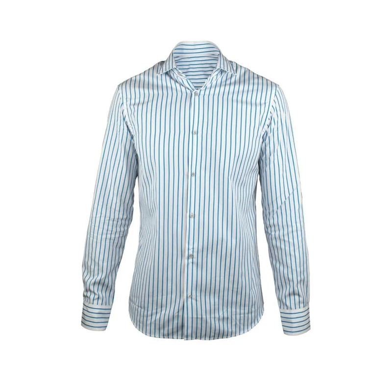 Moorer Hemd White Striped Slim Fit Shirt Grey