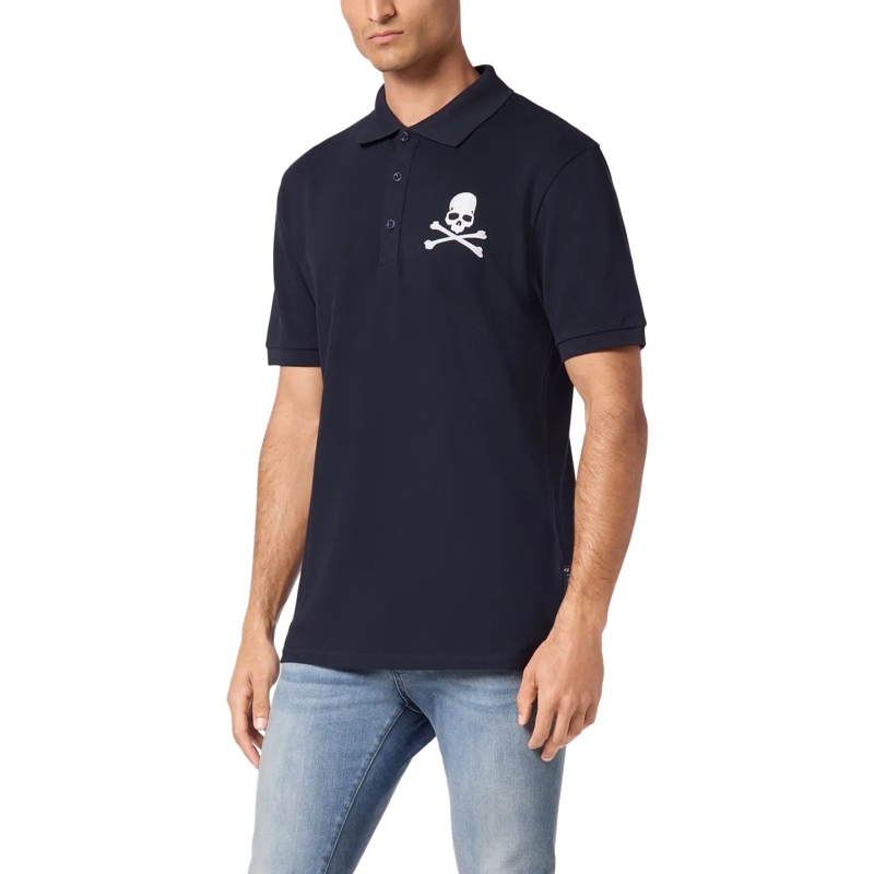 Philipp Plein Top Poloshirt Skull&Bones dunkel-blau(Image 3)