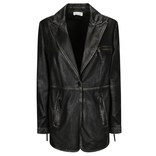 P.A.R.O.S.H. Blazer Single-Breasted Leather Jacket Black