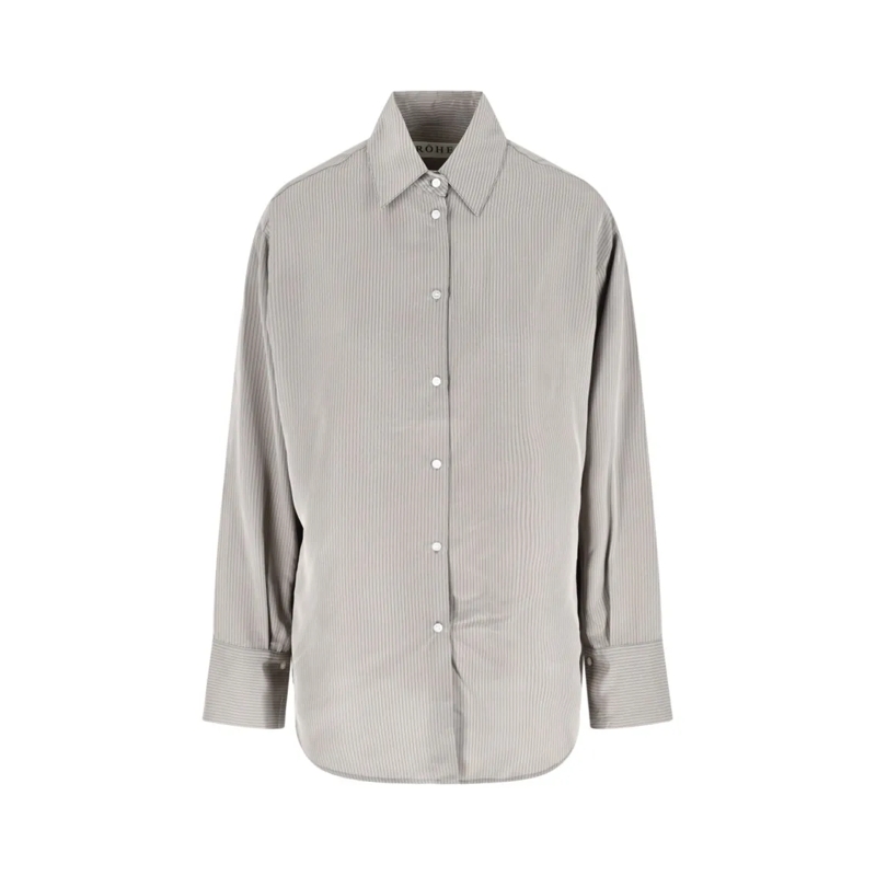 Róhe Hemd Striped Shirt In Grey Fabric, Classic Collar Grey