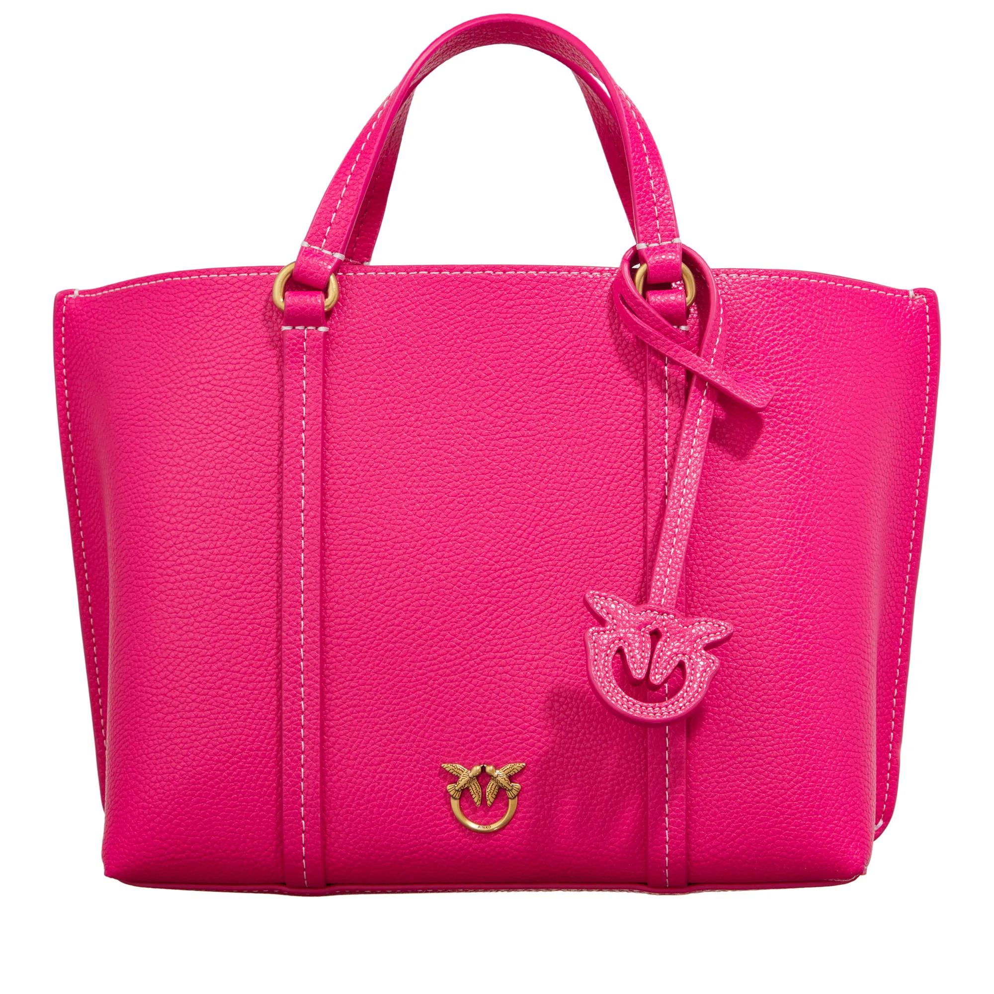 Pink leather tote handbag online