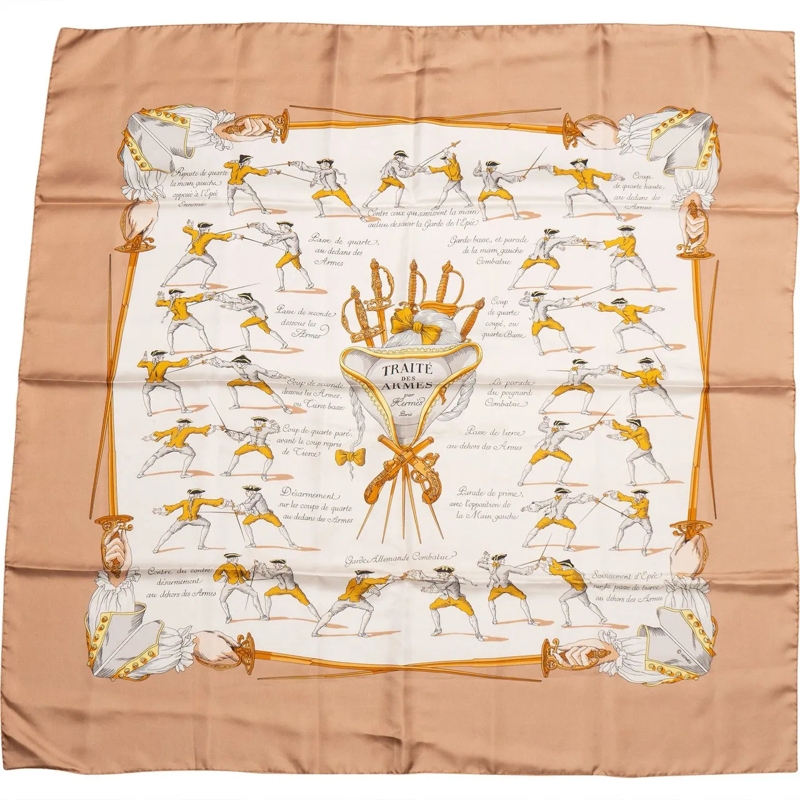 Hermès Wollschal Hermes Classic "TRAITe DES ARMES" Silk Carre 90 Sc braun
