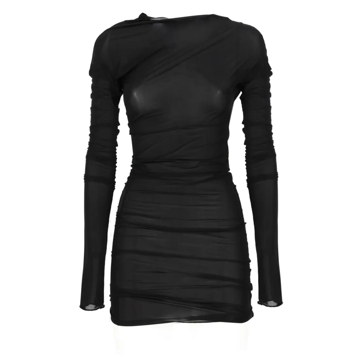 Black net short dress sales