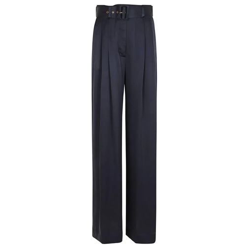 Zimmermann  Navy/Blue Silk Tuck Pant Blue