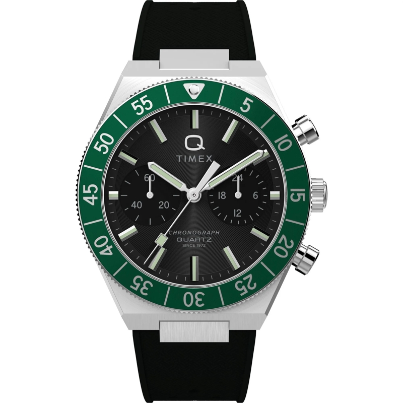 Timex Quarzuhr Quarz-Analoguhr Q Timex Continental Chronograph schwarz