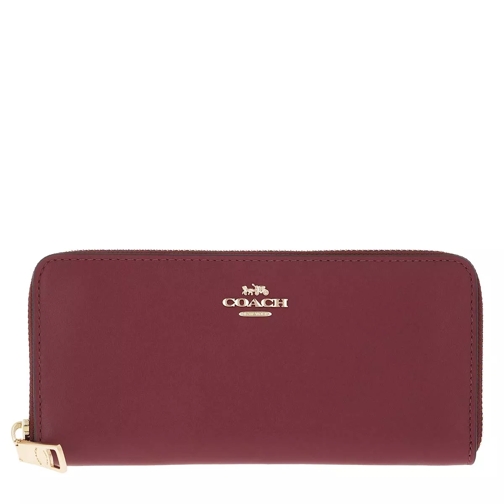 Coach Smooth Leather Slim Accordion Zip Wallet Deep Red Portefeuille continental