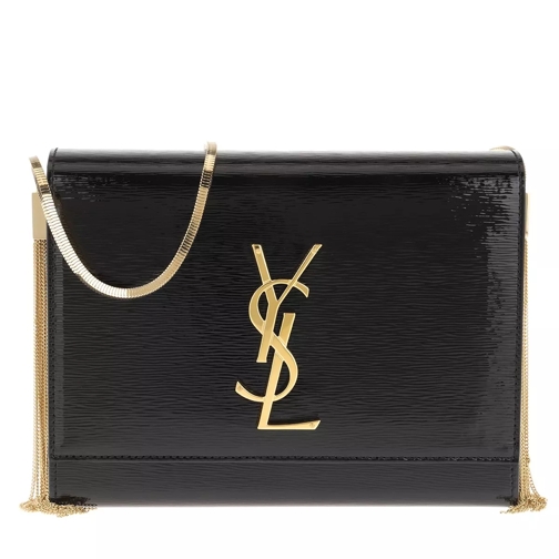 Saint Laurent Kate Box Bag Rippled Patent Leather Black Crossbody Bag