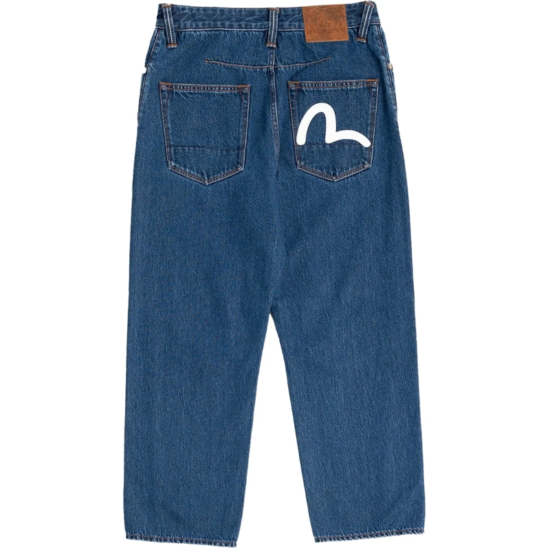 EVISU Jeans mit geradem Bein Jeans 3D Painted Seagull Denim Indigo mehrfarbig