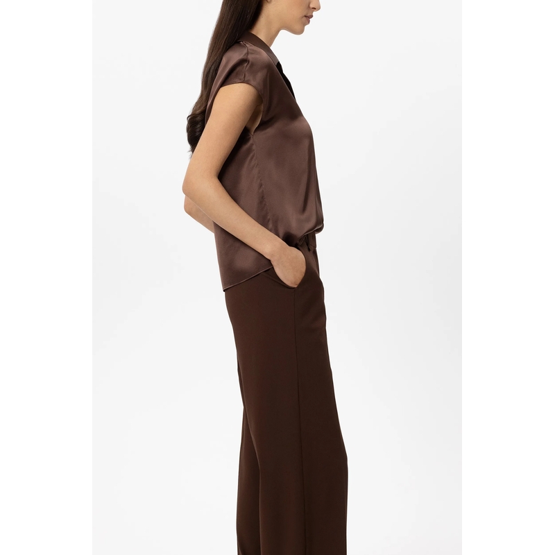 Luisa Cerano Top Kurzarm-Seidenbluse marone(Image 3)
