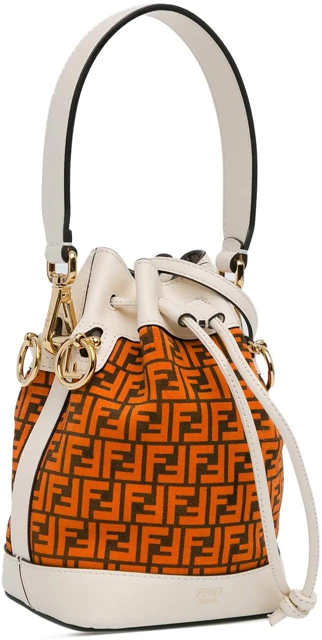 Fendi Shoppers Mini Zucca Suede F is Mon Tresor Bucket in oranje