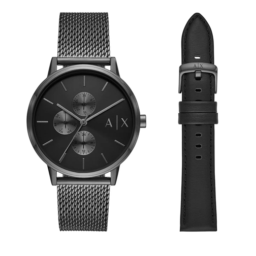 Armani Exchange Multifunction Stainless Steel Mesh Watch Gift Set Gunmetal-Tone Multifunctioneel Horloge