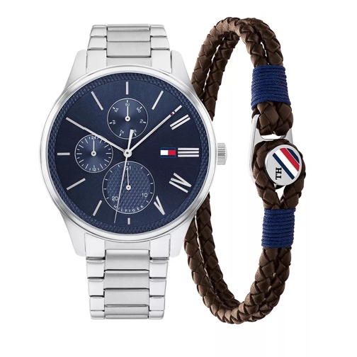 Tommy Hilfiger Giftset Watch and Bracelet Silver and Blue Quartz Watch