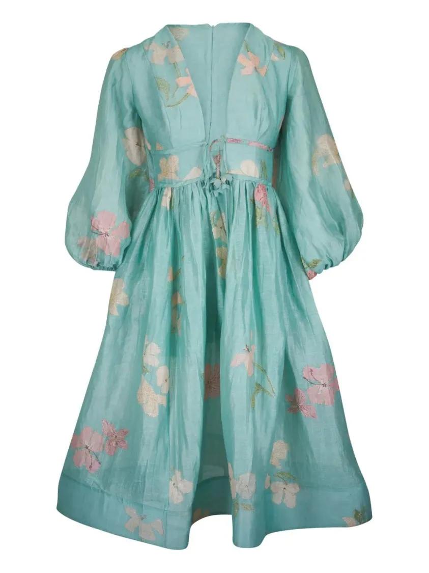 Thumbnail - Zimmermann - Floral-Print Dress - Größe 1 - blau
