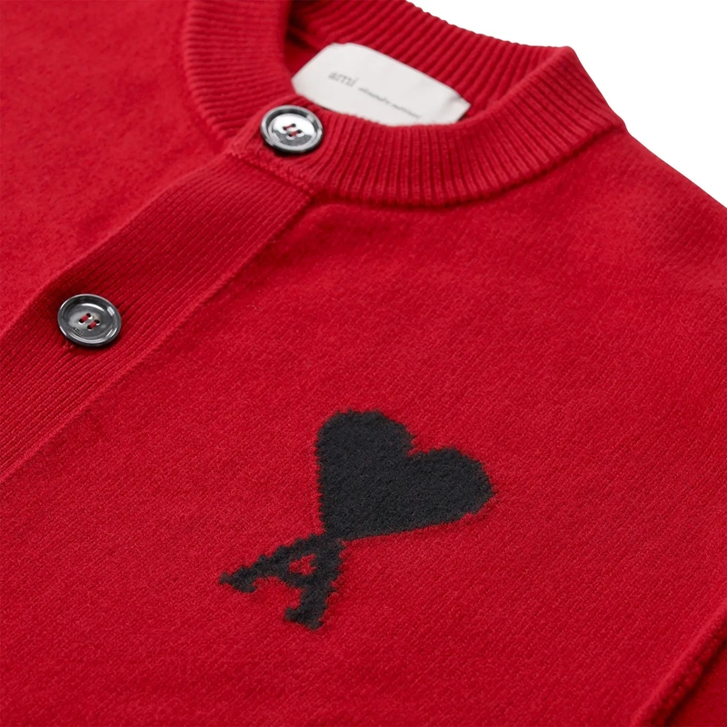 AMI Paris Cardigan Strickjacke aus Wolle rot(Image 4)