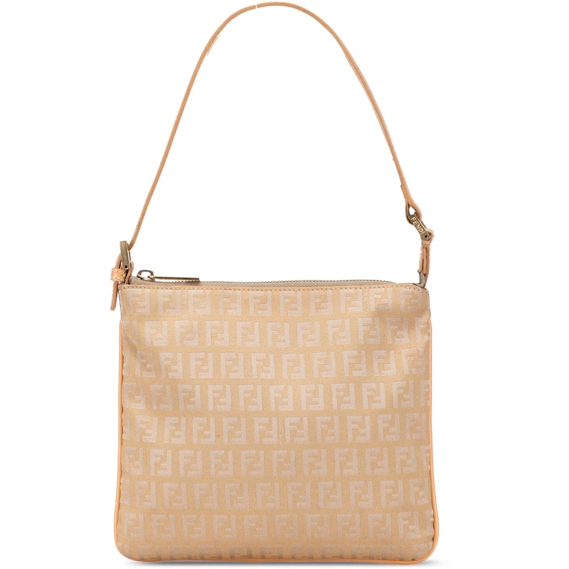 Fendi Schultertasche Zucchino Canvas Shoulder Bag braun