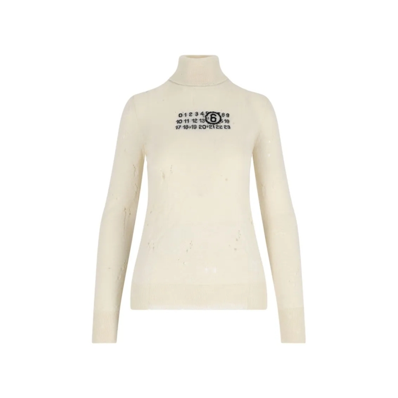 MM6 Maison Margiela Pull Numeric Sweater – Ivory Neutrals