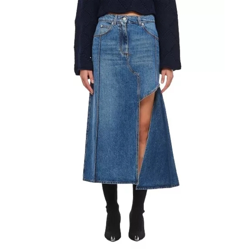 Alexander McQueen Asymmetric Denim Skirt Blue 