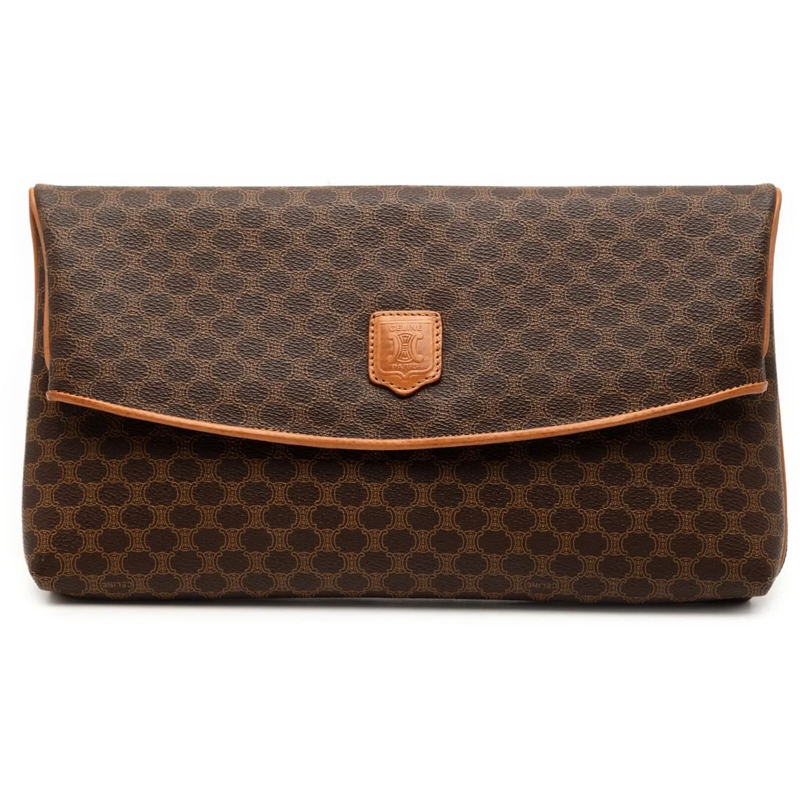 Celine Clutch Macadam Coated Canvas Clutch braun