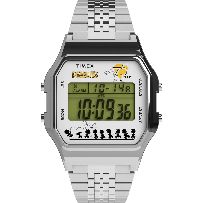 Timex Quarzuhr Quarz-Digitaluhr Timex X Peanuts T80 75Th Annivers silber