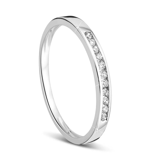 DIAMADA 0.1ct Diamond Eternity Ring  14KT White Gold Diamond Ring