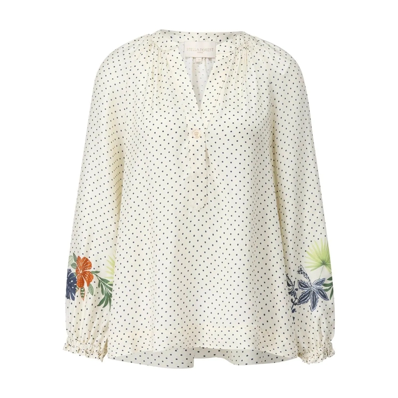 STELLA FOREST  Blusenshirt Mahalia aus Satin Creme