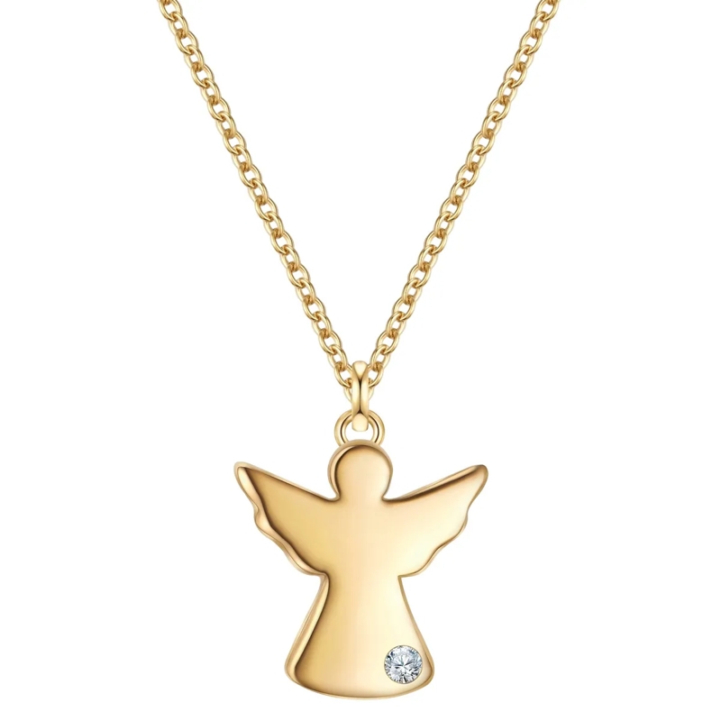 Glanzstücke München Mittellange Halskette Sterling Silber Halskette Lab Grown Diamond Engel gold