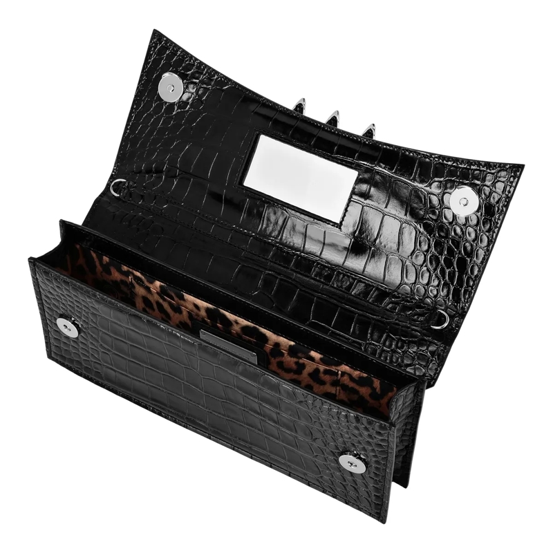 Philipp Plein Crossbody Bag Henkeltasche Skull Crocco Print schwarz(Image 4)