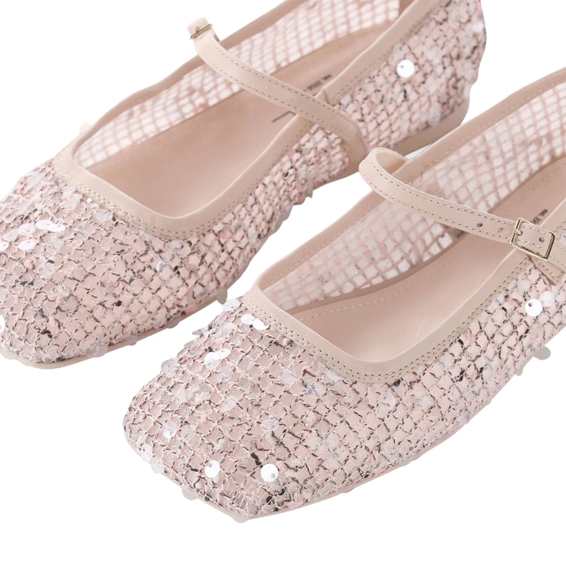 Agl Schnürschuhe Ballerinas Ceramic Mary Jane mit Pailletten pink(Image 4)