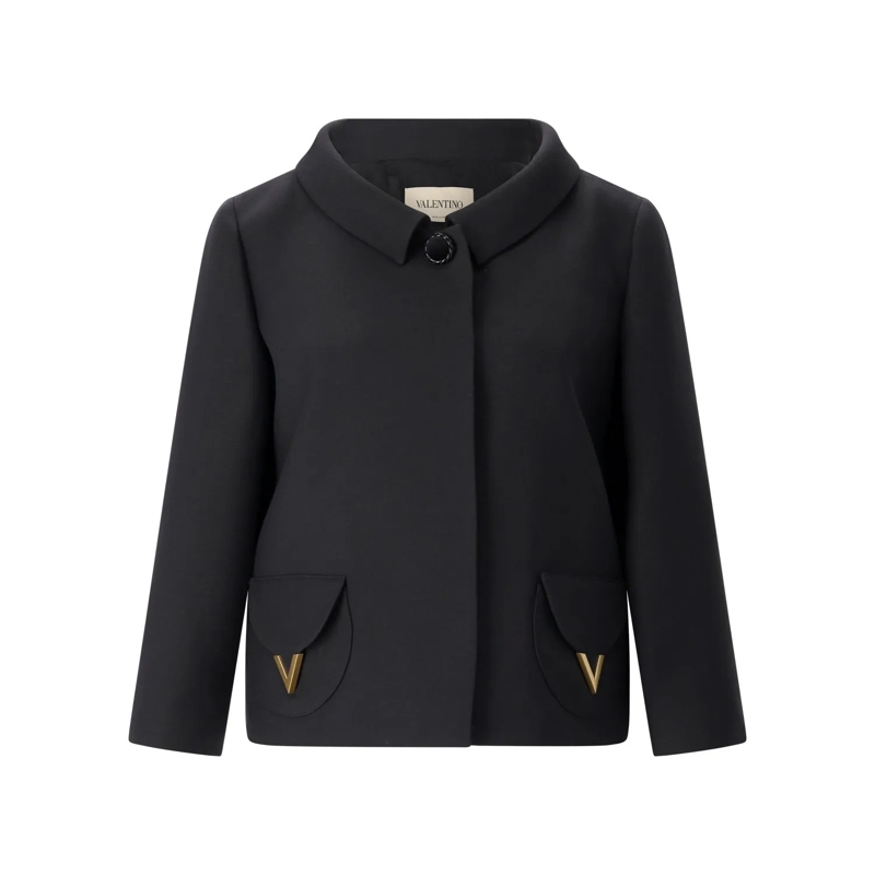 Valentino Garavani Blazer Jacke mit Logo-Details Schwarz