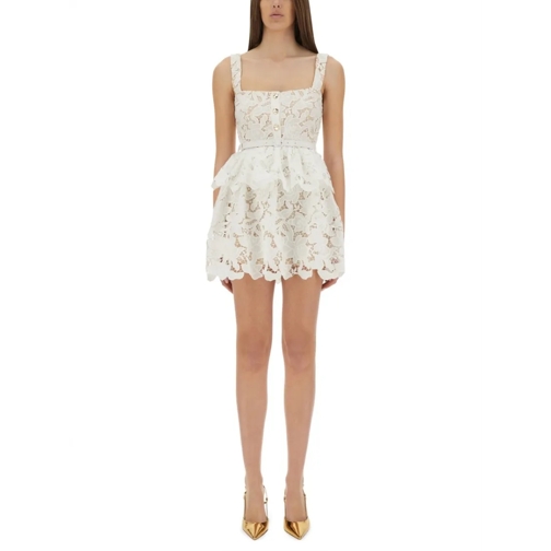 Self Portrait Mini-Kleider Lace Ruffle Mini Dress Neutrals