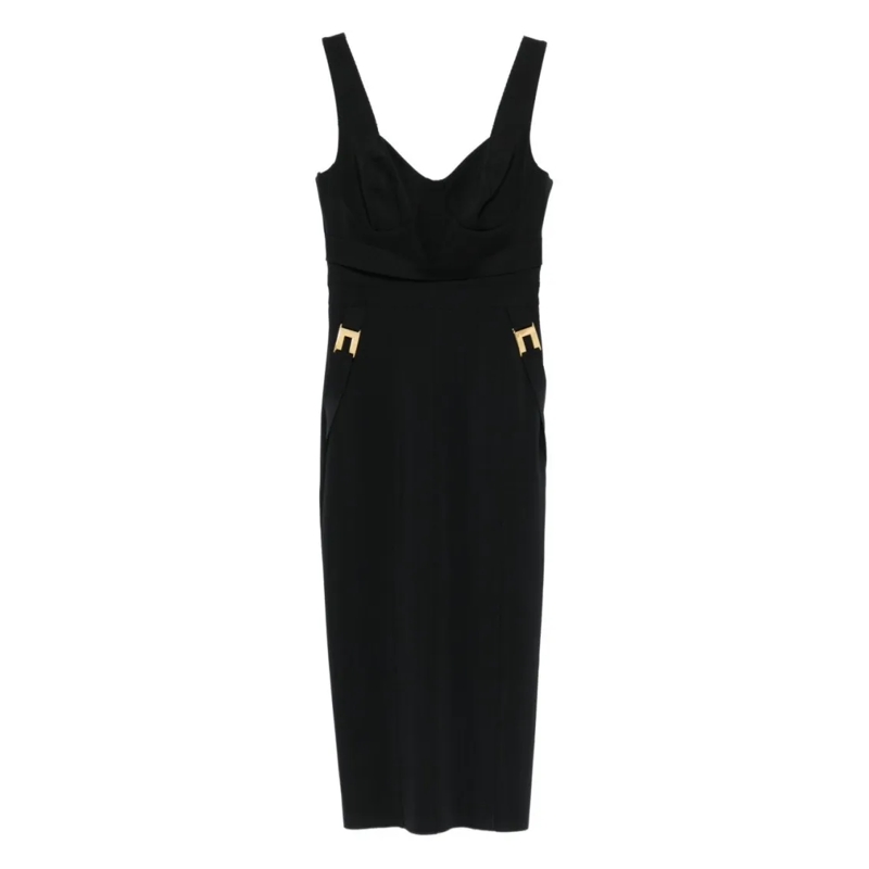 Elisabetta Franchi Robe midi Fitted Black Dress With Sweetheart Neckline Black