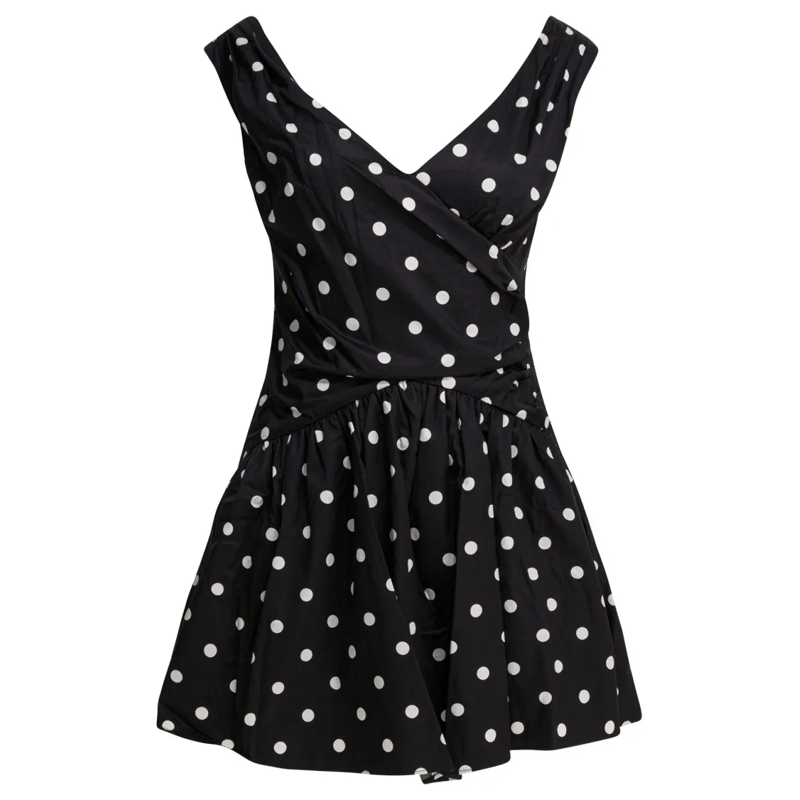 Self Portrait Minikleid Polka Dot Flared Dress Black
