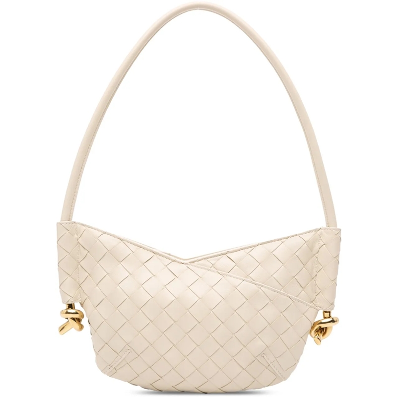Bottega Veneta Sac à bandoulière Baby Lambskin Intrecciato Solstice Shoulder Bag weiß