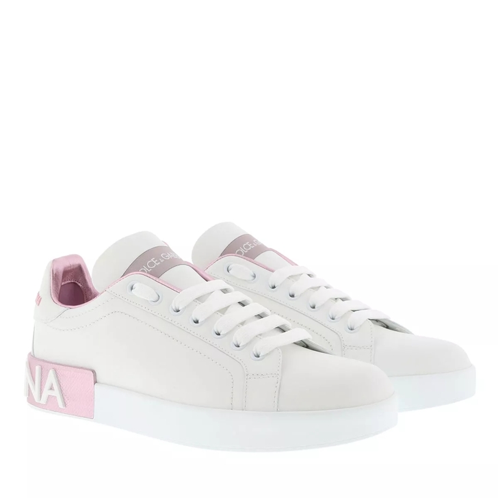 Dolce Gabbana Portofino Sneakers Nappa White Rose Low Top Sneaker