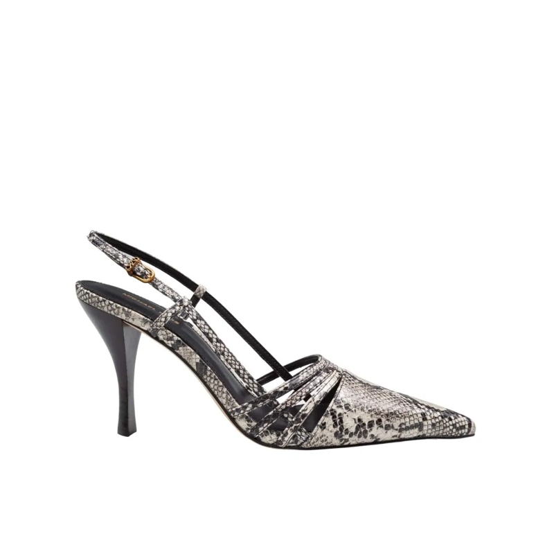 MICHAEL Michael Kors Escarpins Haisley Python-Color Leather Slingback Grey