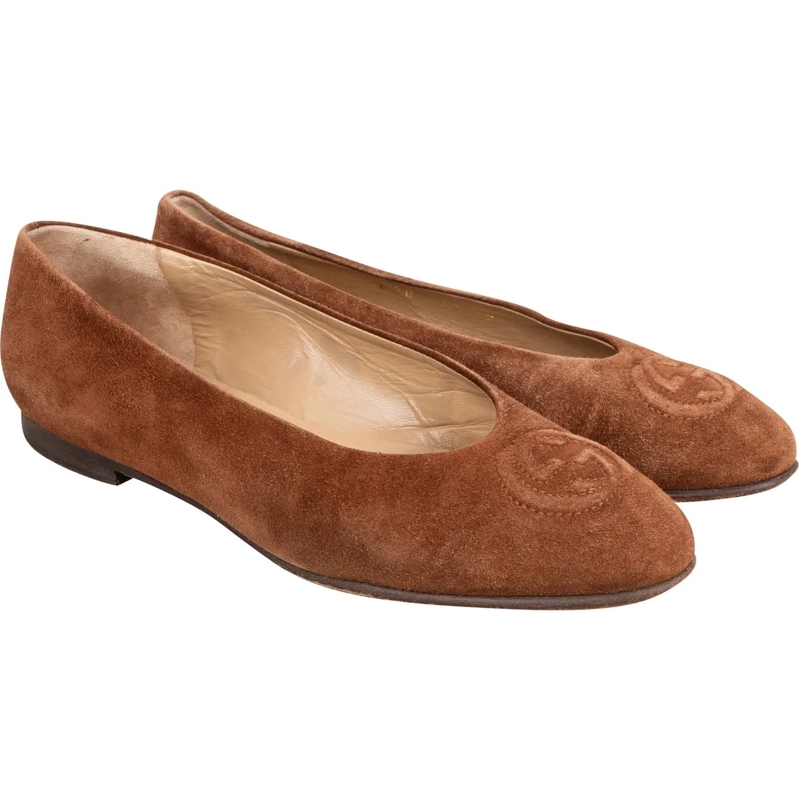 Gucci Ballerinas Gucci Brown Suede Leather GG Ballerinas (36) braun