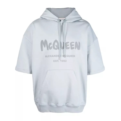 Alexander McQueen Dove Grey Mcqueen Graffiti Short Sleeve Oversized White