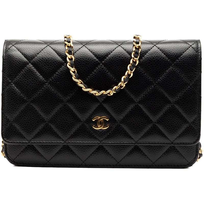 Chanel Schultertasche CC Quilted Caviar Wallet on Chain schwarz