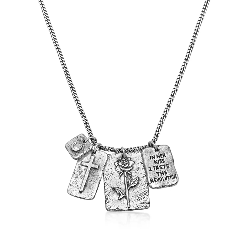 Haze & Glory Mittellange Halskette Halskette Kreuz Rose Topas - Kissed by a rose 925  silber