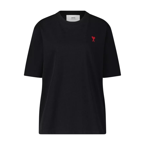 AMI Paris Locker geschnittenes T-Shirt mit Logostickerei 481 Schwarz 