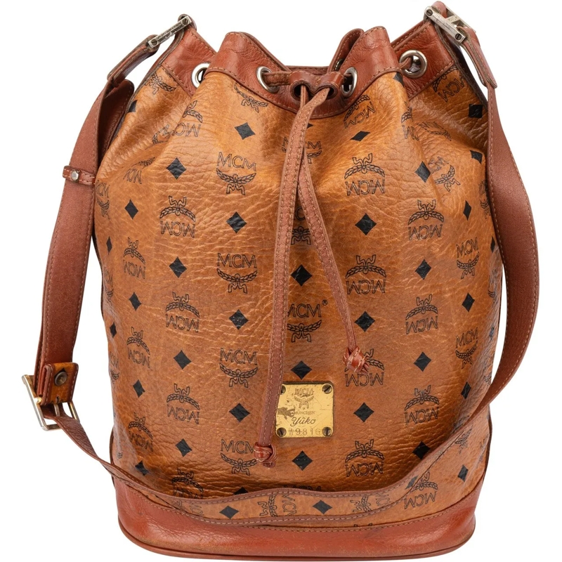 MCM Fourre-tout MCM Visetos Monogram Bucket Crossbody Bag braun