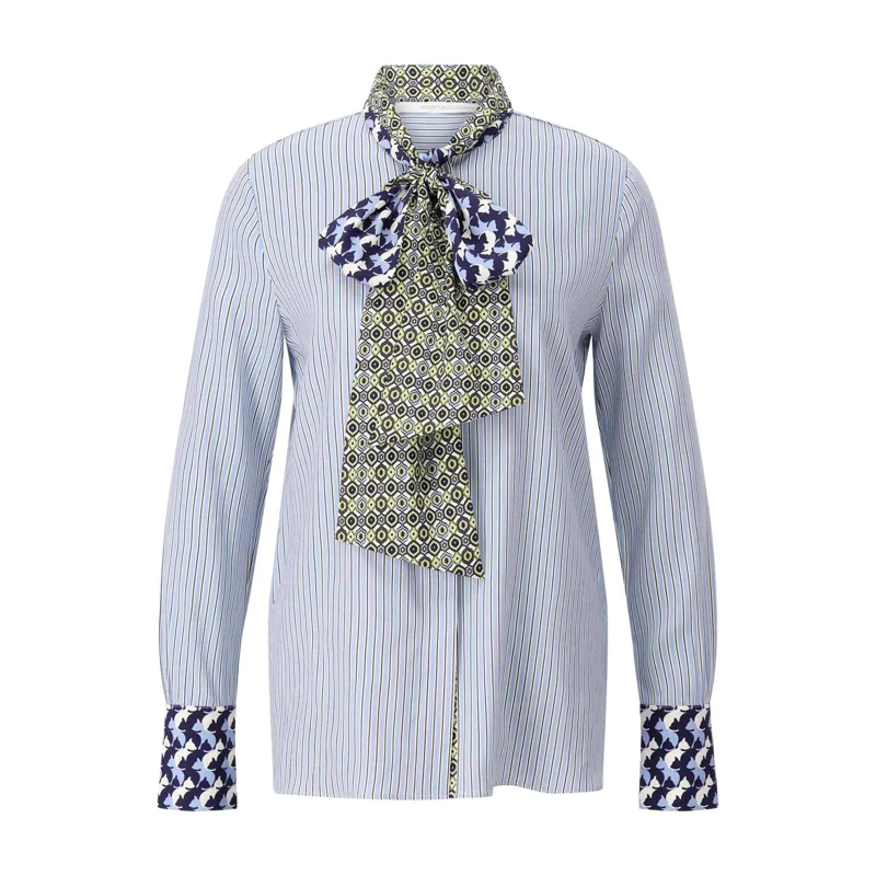 Herzensangelegenheit Bluse Gestreifte Bluse mit Schluppe Blau