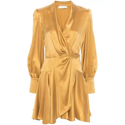 Zimmermann Wrap-Design Gold Mini Dress Gold 