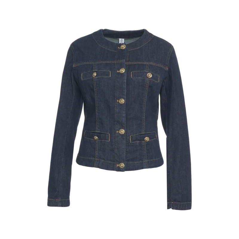 LIU JO Jeansjacke Classic Denim Jacket With Gold Accents Blue