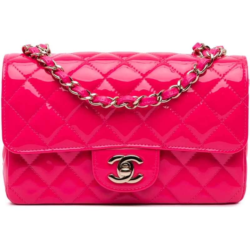 Chanel Sac à bandoulière Mini Rectangular Classic Patent Single Flap rose