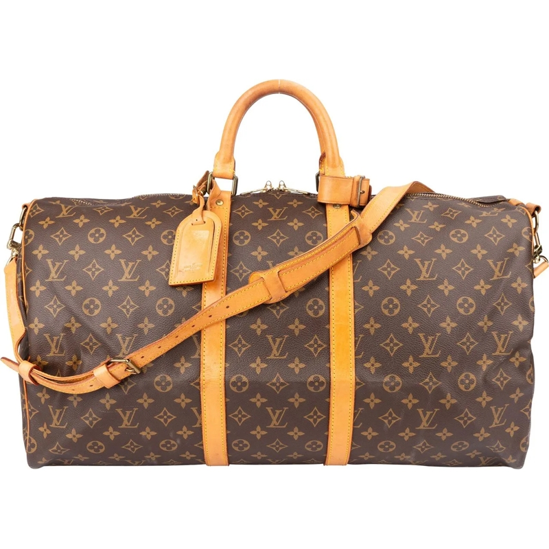 Louis Vuitton Schultertasche Louis Vuitton Canvas Monogram Keepall 55 Bandoulie braun