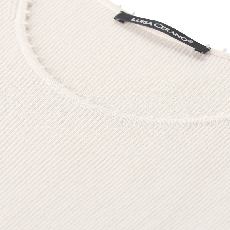 Luisa Cerano Top Geripptes Top weiß(Image 4)