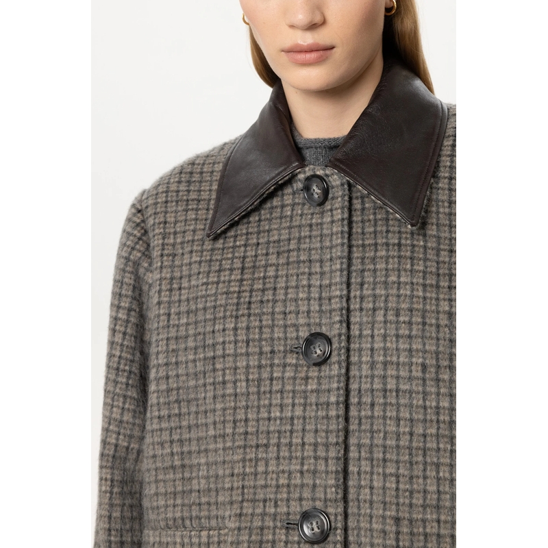 Luisa Cerano Mantel Karo-Kurzmantel aus Woll-Mix heather grey(Image 5)