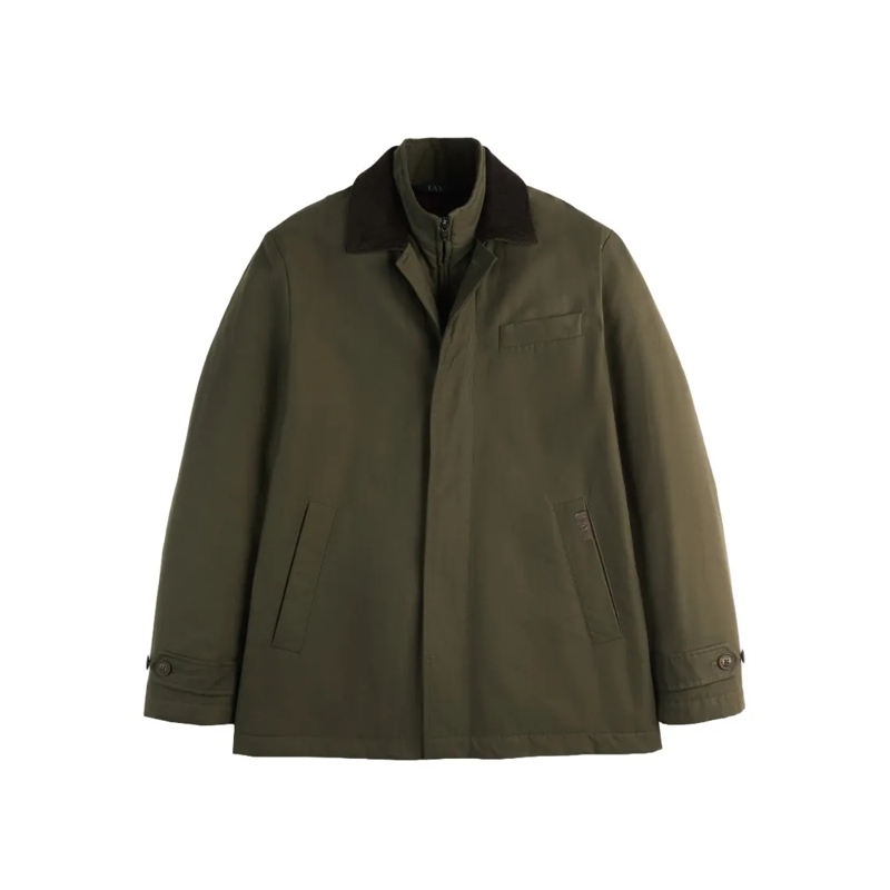 Fay  Country Morning Double-Breasted Jacket In Light Fo Green
